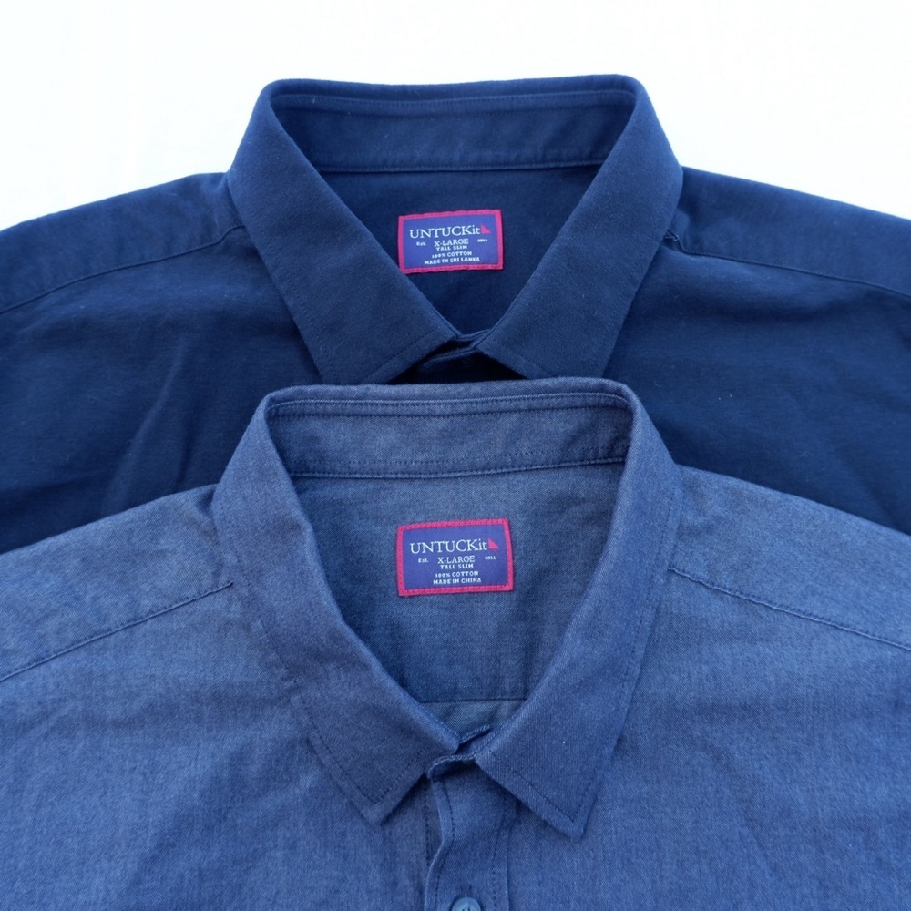 UNTUCKit Mens Button Up Long Sleeve Shirt Size XL Black Gray Slim Fit Solid